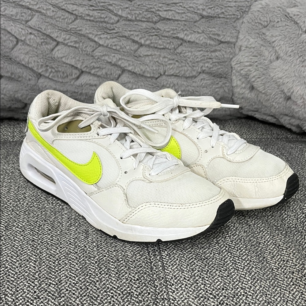 5Y Nike White and Neon Yellow Sneakers